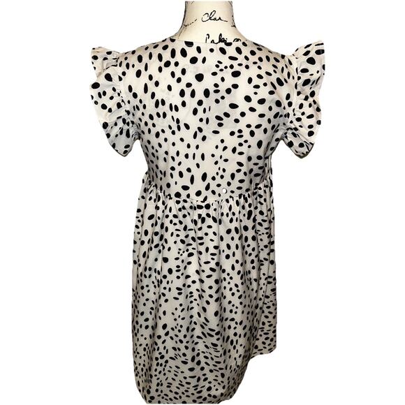 White Summer‎ Dress With Floral Print And Flutter Sleeve Sz S By Amazon - Picture 4 of 6